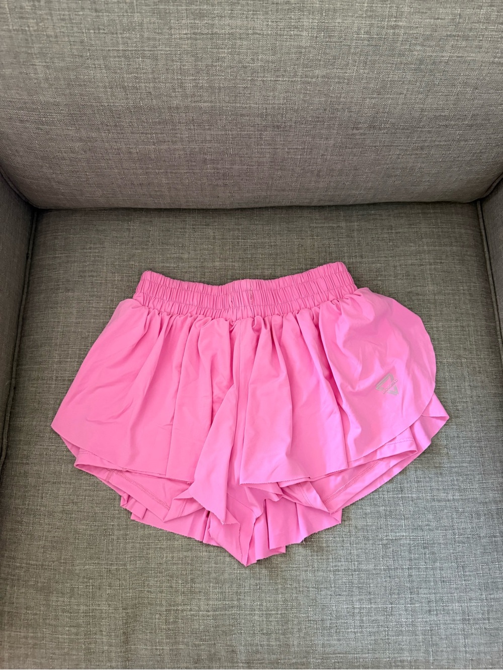 Women’s Pink Athletic Ruffle Shorts with Elastic Waist